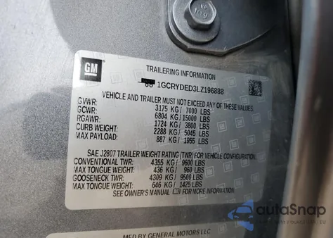 2020 Chevrolet Silverado K1500 Lt from USA, damaged, VIN 1GCRYDED3LZ196888